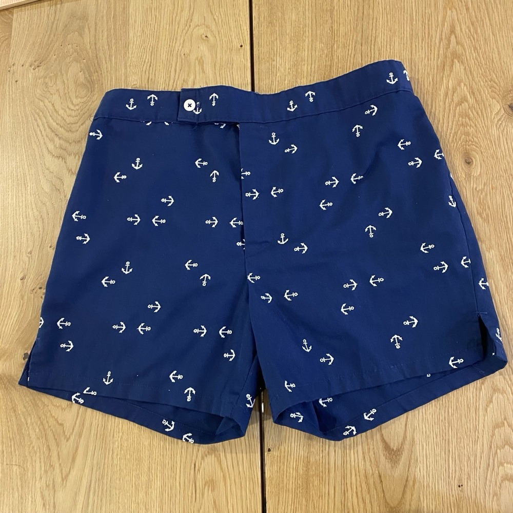Vintage 1960s Mcgregor Navy Anchor  Cotton Surfing Shorts Sz Medium Lined